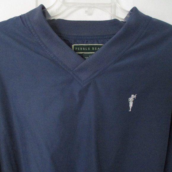 Mens L/S Spanish Bay (Pebble Beach, CA) Blue Pullover V-Neck Golf Windbreaker -M - Picture 3 of 3